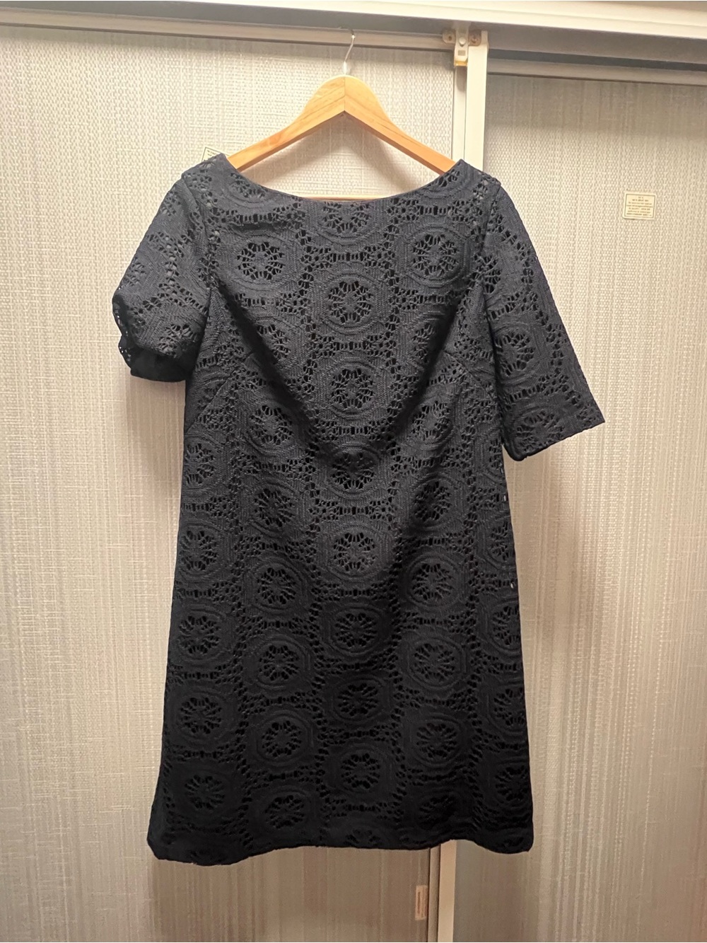 Adrianna Papell Black Crochet Shift Dress